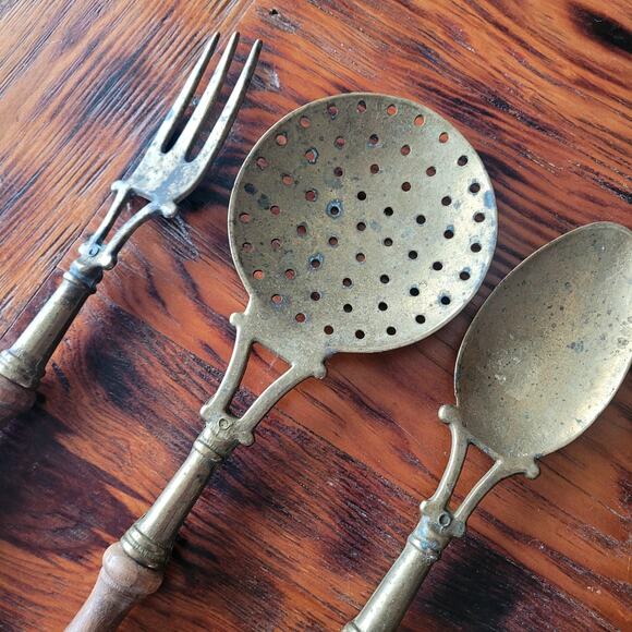 Vtg Brass Kitchen Utensils Set of 4 - Picture 3 of 6